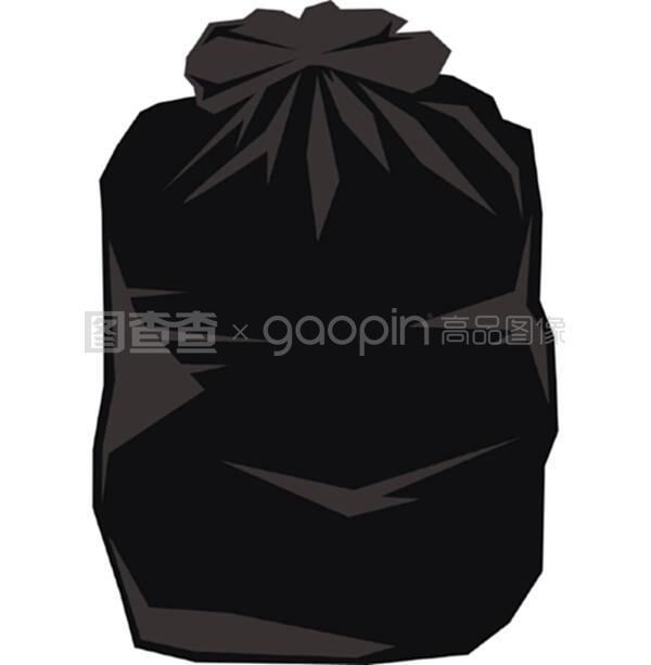 黑色塑料袋图标,平面样式
